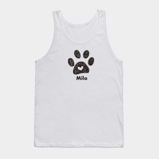 Milo name made of hand drawn paw prints Tank Top